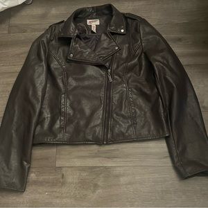 ARIZONA JEAN FAUX LEATHER GRAY MOTORCYCLE JACKET